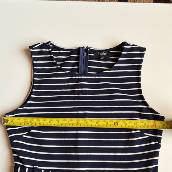 Papillon Striped Belted Ponte Shift Dress, navy and white - Picture 6 of 9